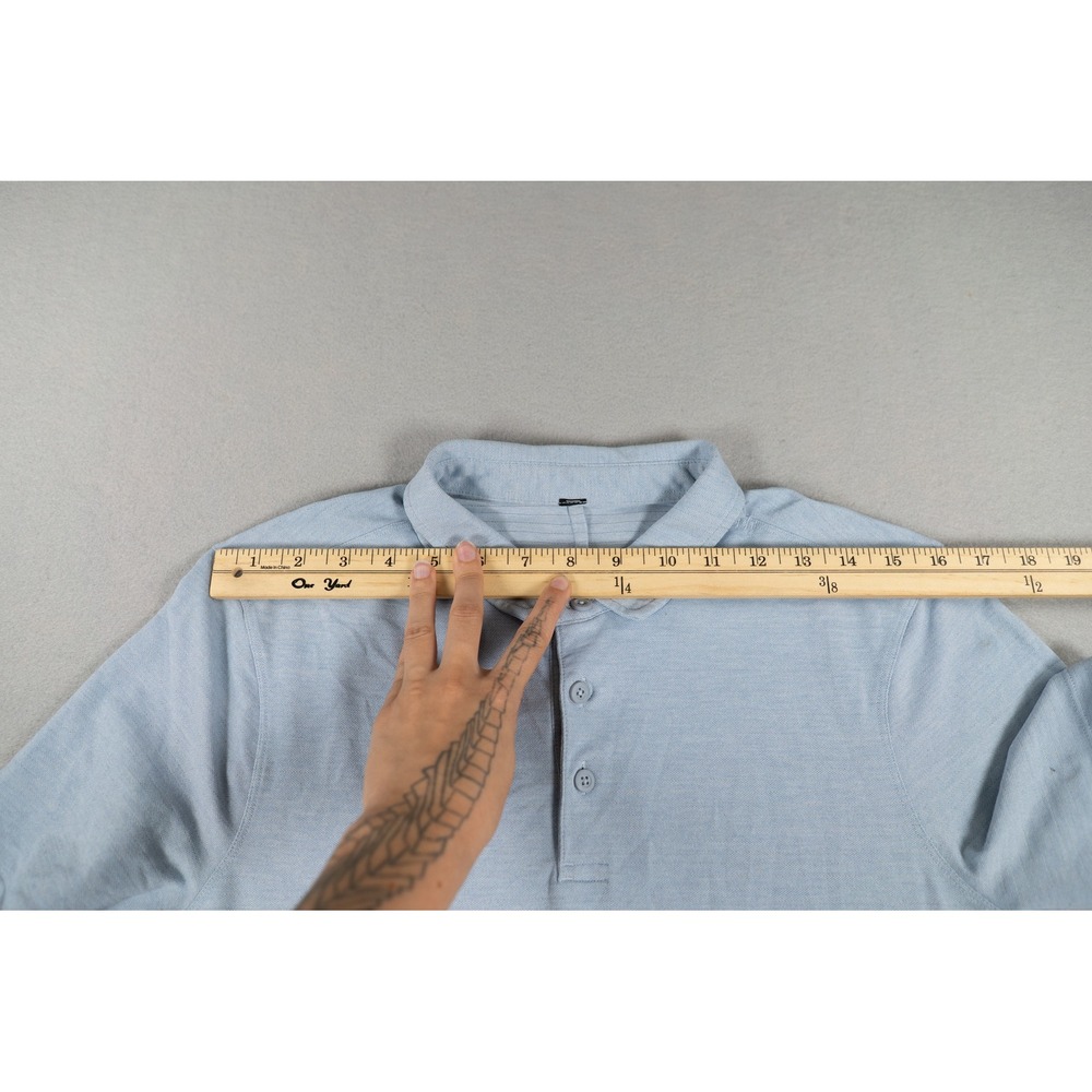 Lululemon Evolution Polo Shirt Mens Light Blue Heathered Short Sleeve Golf Top image 8